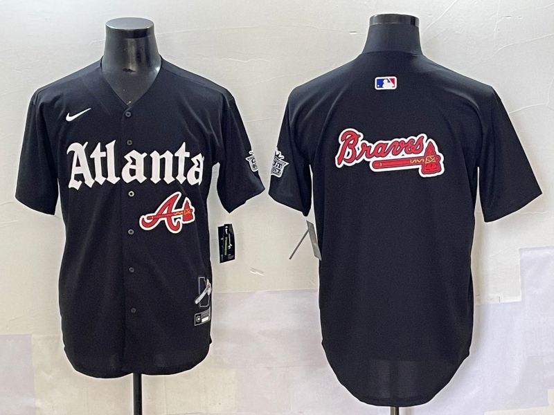 Men 2025 Atlanta Braves Blank Black Five generations Joint Name Nike MLB Jersey style 12